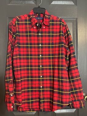 Ralph Lauren Red Plaid Button-Down Shirt Sz L